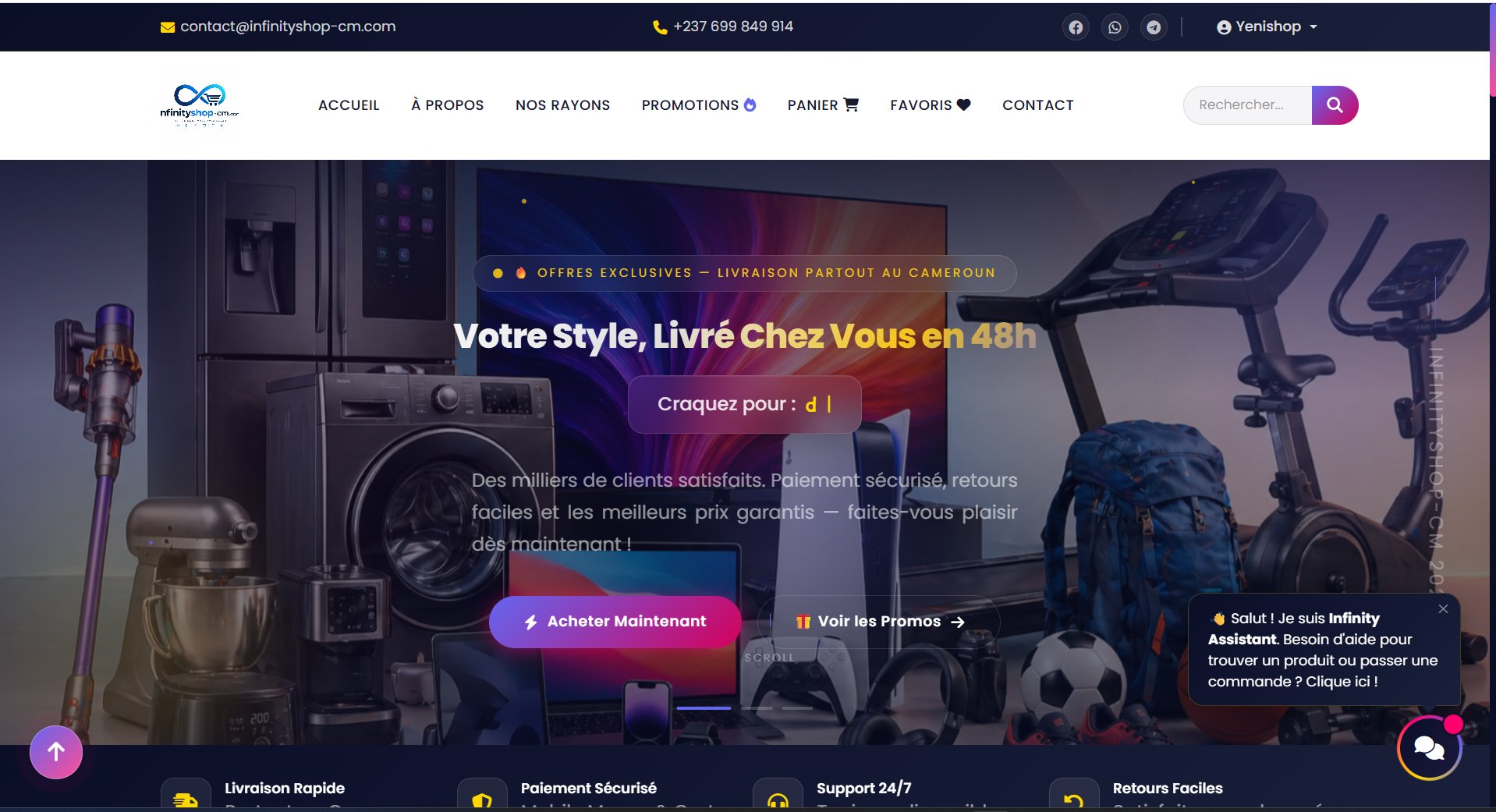 InfinityShop CM – Plateforme E-commerce Moderne & Performante