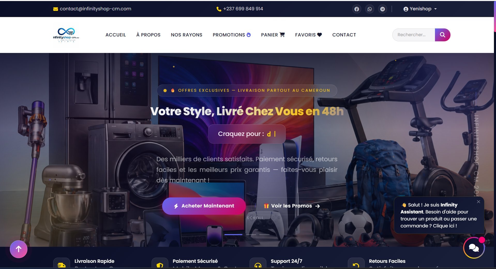 InfinityShop CM – Plateforme E-commerce Moderne & Performante